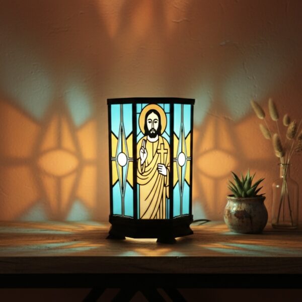 Luminária Vitral Viva Jesus Cristo