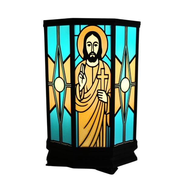Luminária Vitral Viva Jesus Cristo e Maria
